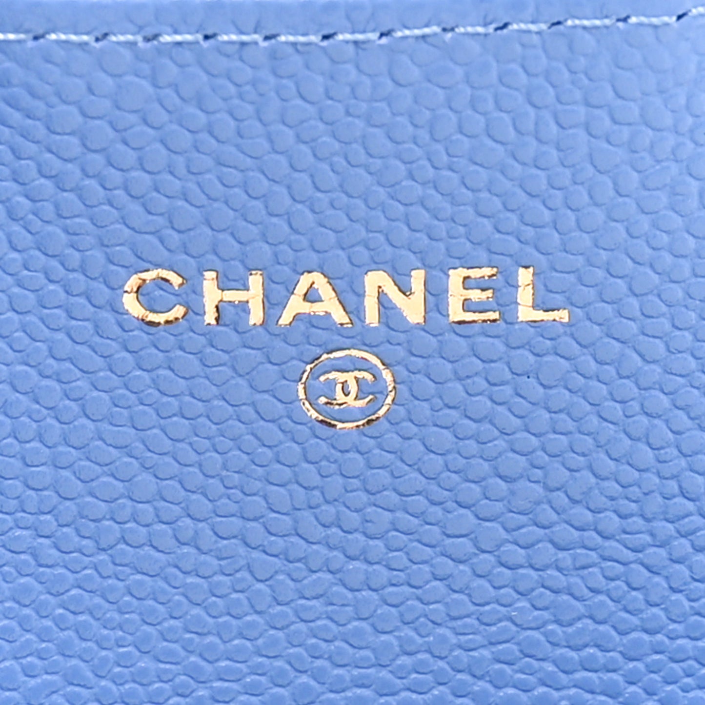 Caviar Quilted Flap Card Holder Wallet Blue