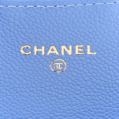 Chanel Caviar Quilted Flap Card Holder Wallet Blue 6 of 12
