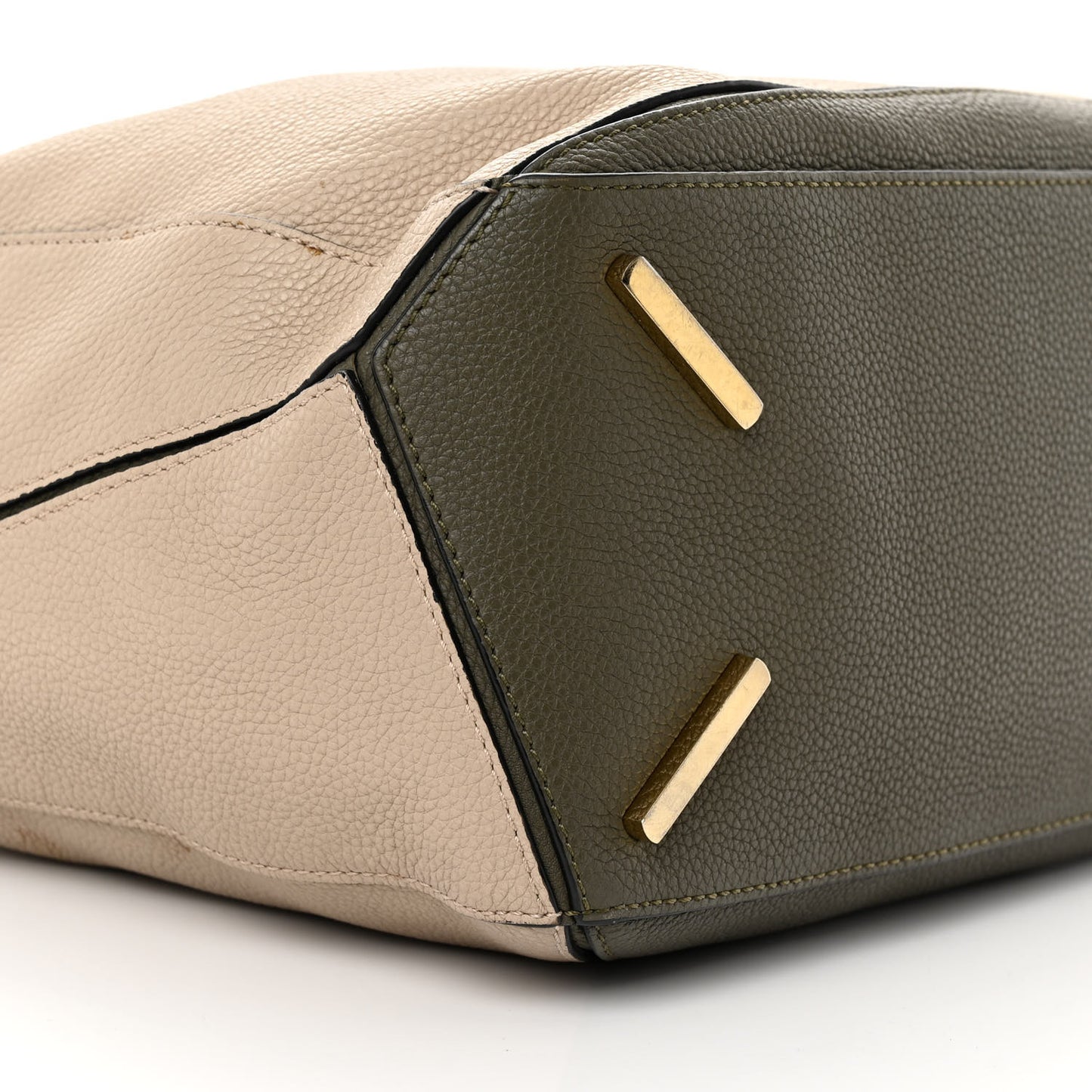 Grained Calfskin Medium Puzzle Bag Oat Khaki Green