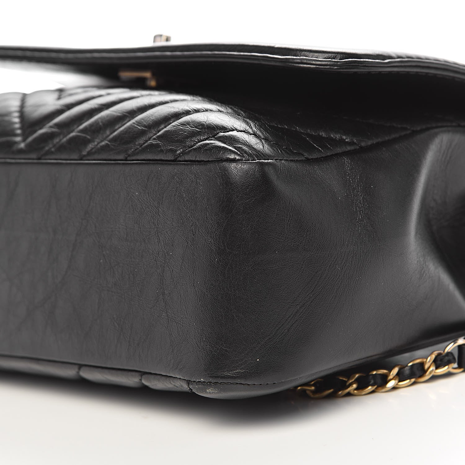 Chanel Calfskin Chevron Quilted Top Handle Flap Black 12 of 13