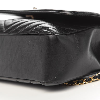 Chanel Calfskin Chevron Quilted Top Handle Flap Black 12 of 13