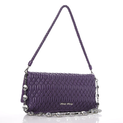 Miu Miu Nappa Matelasse Crystal Flap Clutch Viola 4 of 10