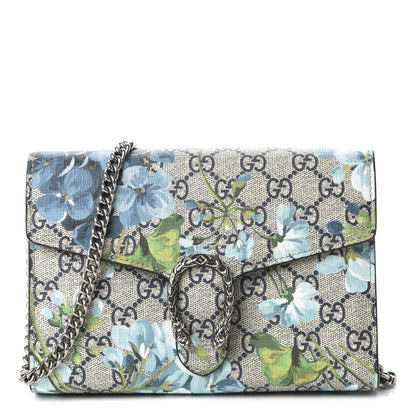 Gucci GG Supreme Monogram Blooms Mini Dionysus Chain Wallet Beige Blue Navy Vintage Blue 1 of 9