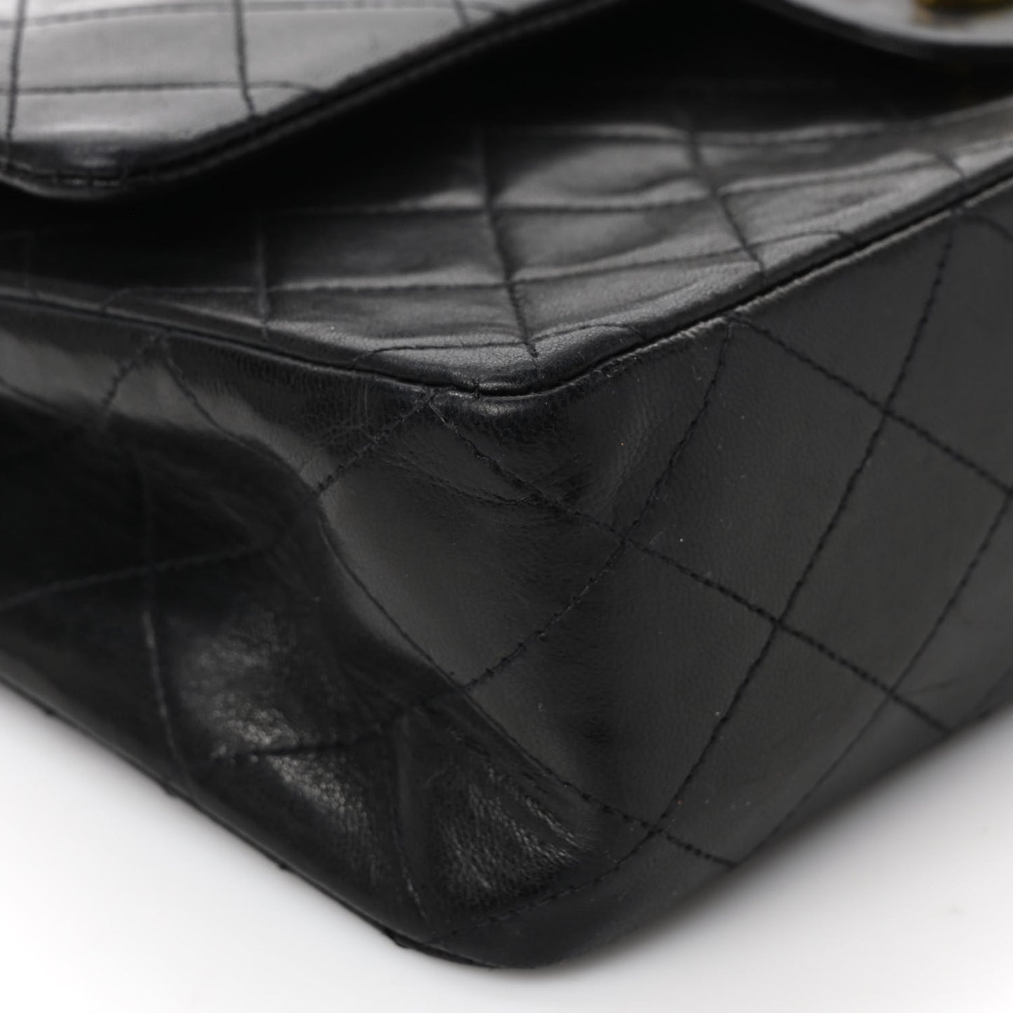 Lambskin Quilted Medium Double Flap Black