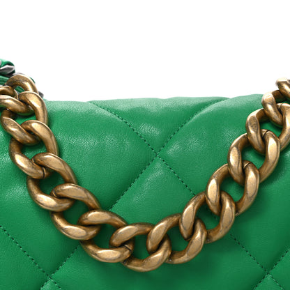 Chanel Goatskin Quilted Large Chanel 19 Flap Green 8 of 11