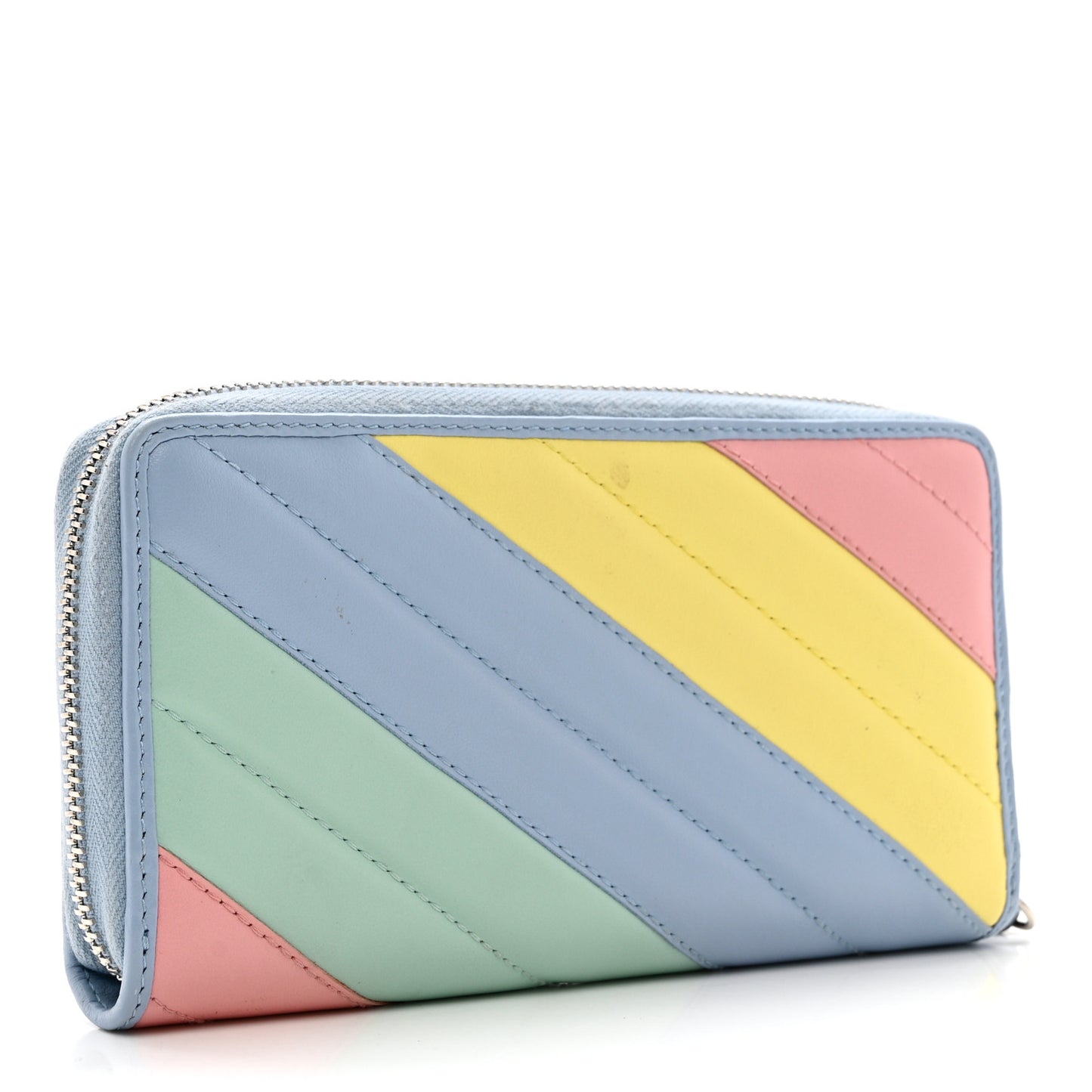 Calfskin Matelasse Diagonal GG Marmont Zip Around Wallet Multicolor Pastel