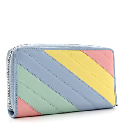 Gucci Calfskin Matelasse Diagonal GG Marmont Zip Around Wallet Multicolor Pastel 3 of 9