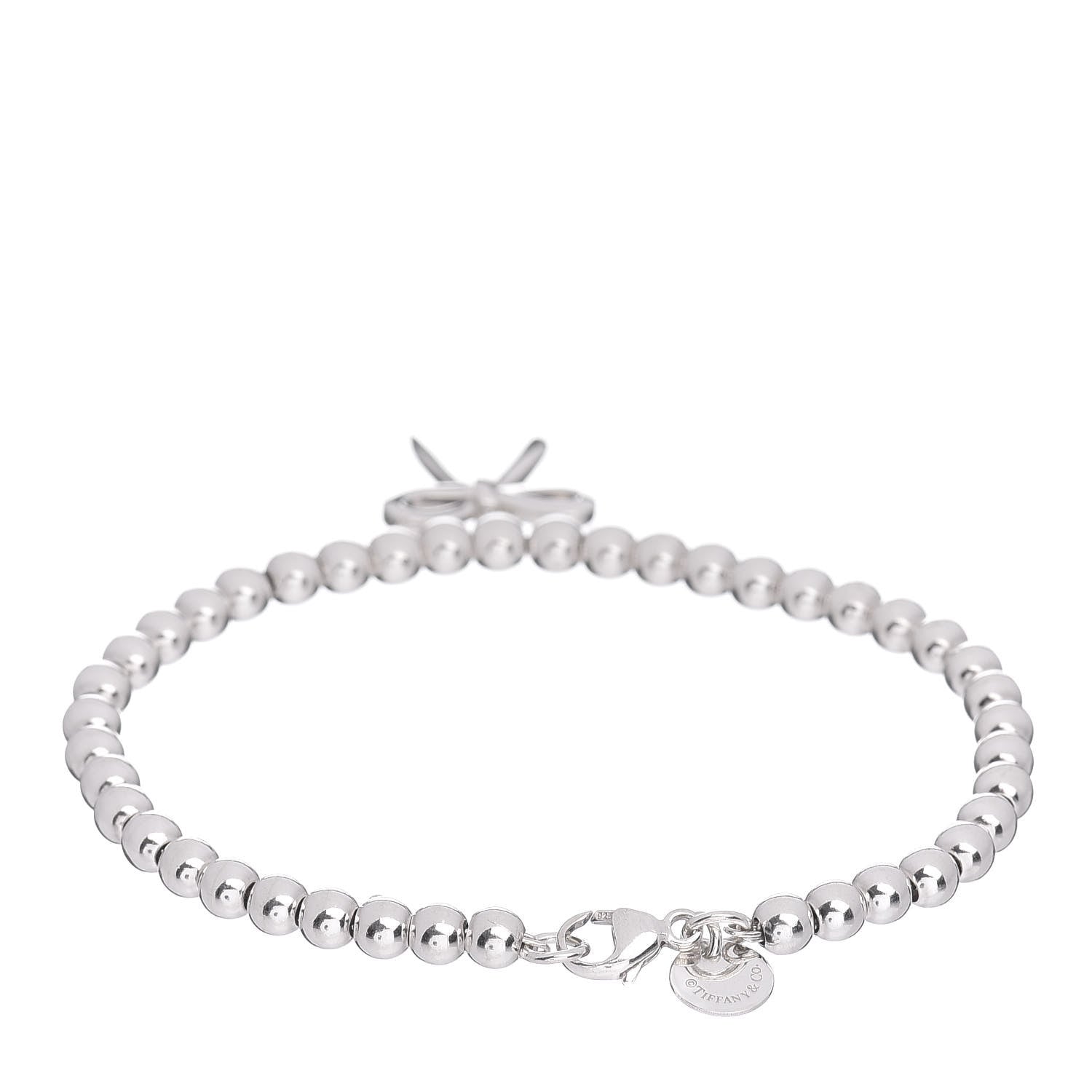 Tiffany Sterling Silver 4mm Bow Bead Bracelet 3 of 4