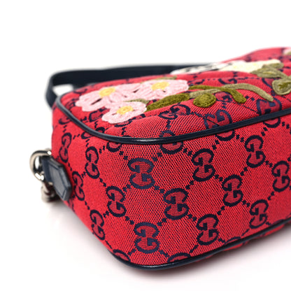 Gucci Monogram Multicolor Matelasse Diagonal Floral Embroidered Small GG Marmont Chain Shoulder Bag Red Blue Multicolor 10 of 11