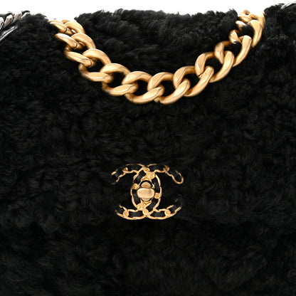 Chanel Shearling Sheepskin Large Chanel 19 Flap Black 8 of 10