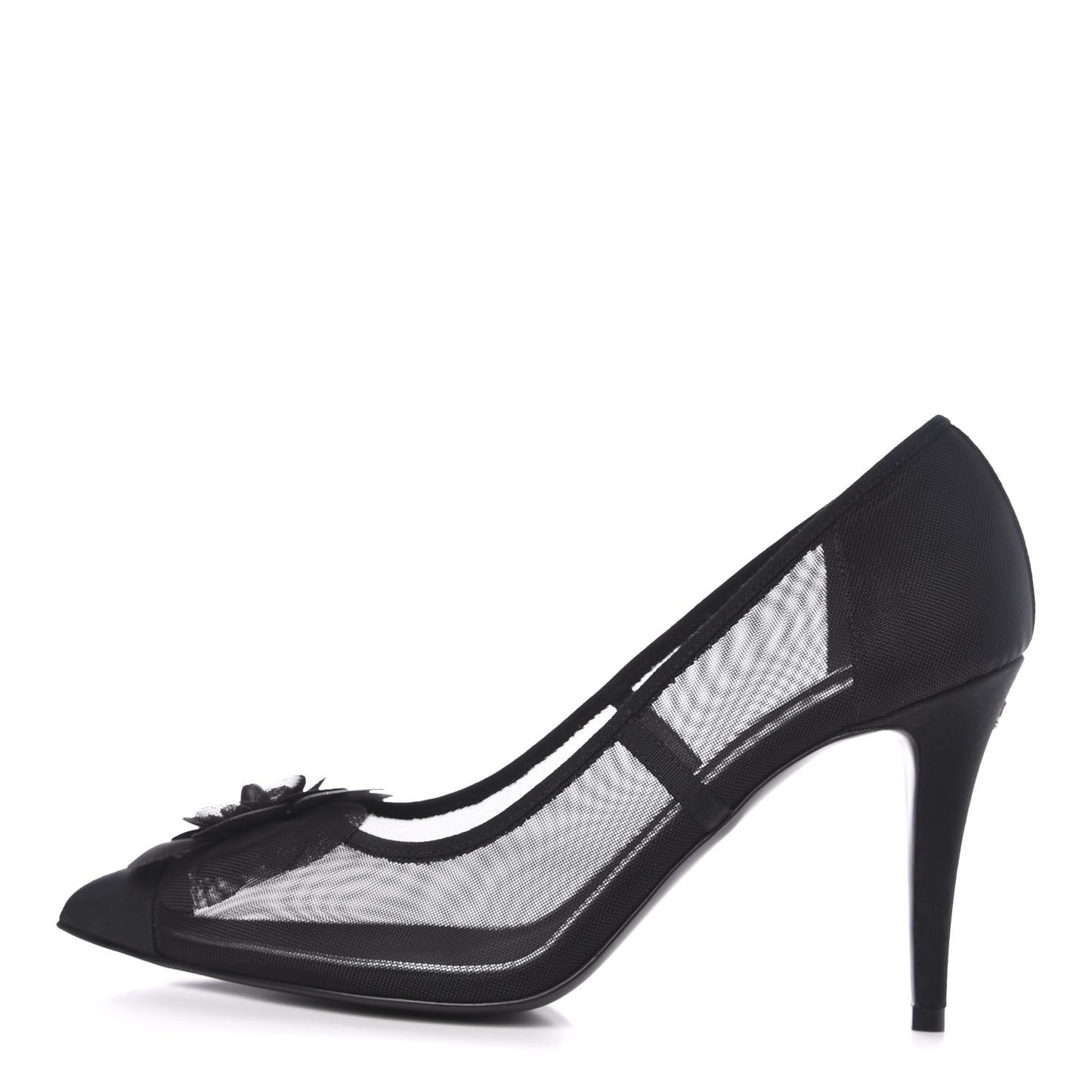 Mesh Camellia Pumps 39.5 Black