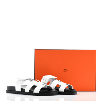 Hermes Calfskin Womens Chypre Sandals 37 White 9 of 9