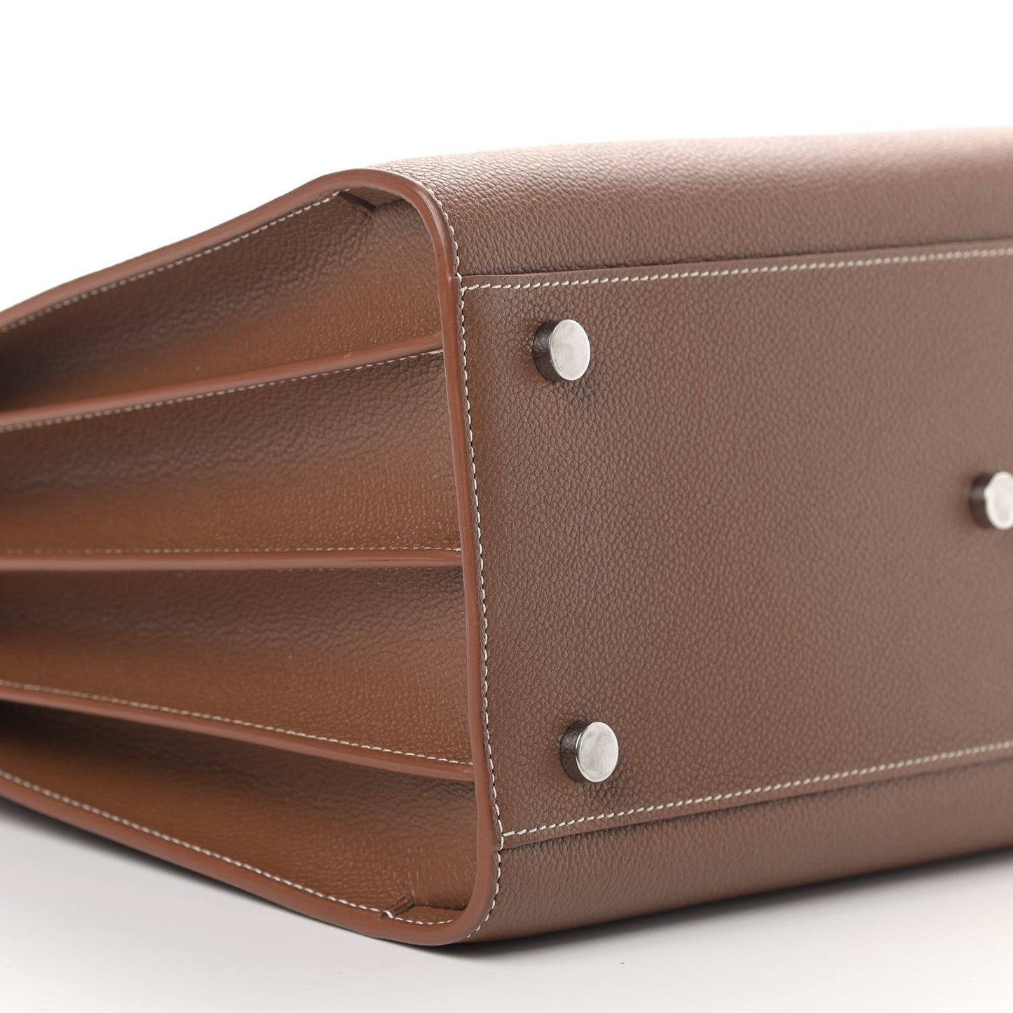 Grained Calfskin Topstitch Small Classic Sac De Jour Taupe