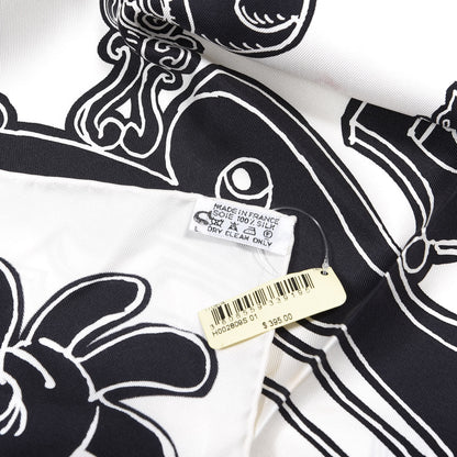 Hermes Silk Serio Ludere Scarf 90 White Black 4 of 4