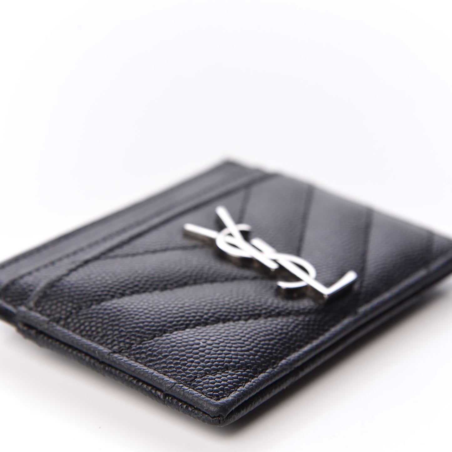 Grain De Poudre Matelasse Chevron Monogram Credit Card Case Black