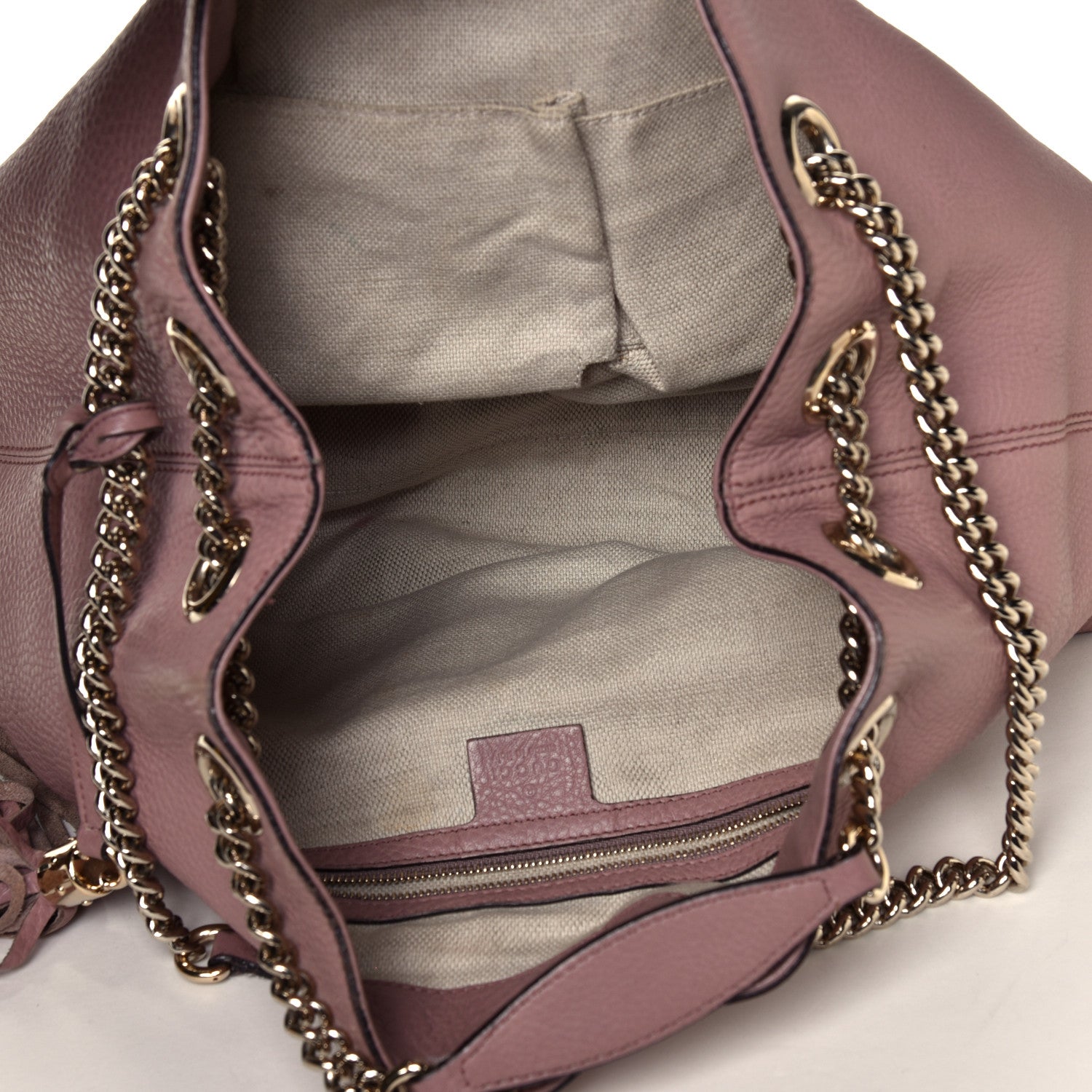 Gucci Pebbled Calfskin Medium Soho Chain Shoulder Bag Dark Cipria 4 of 7