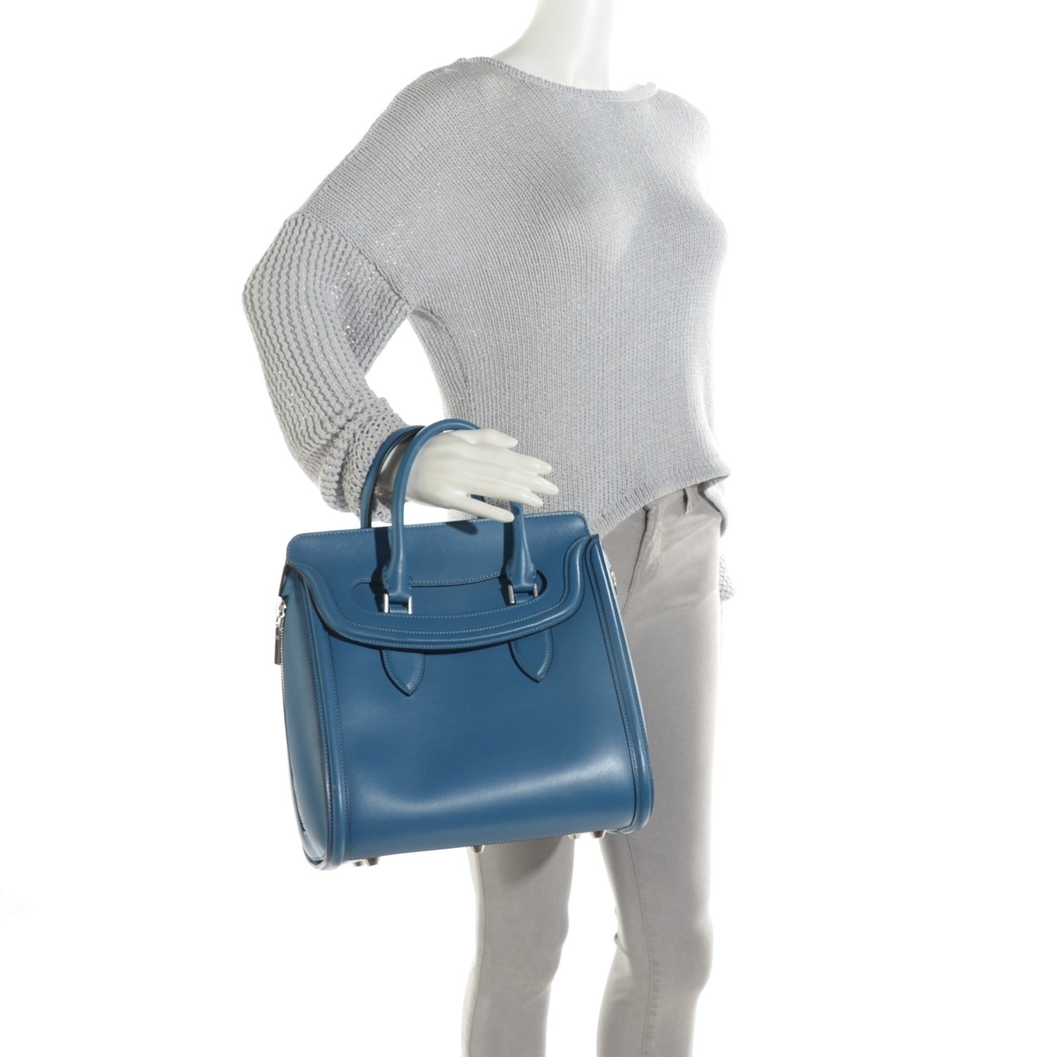 Alexander McQueen Calfskin Large Heroine Blue 2 of 9