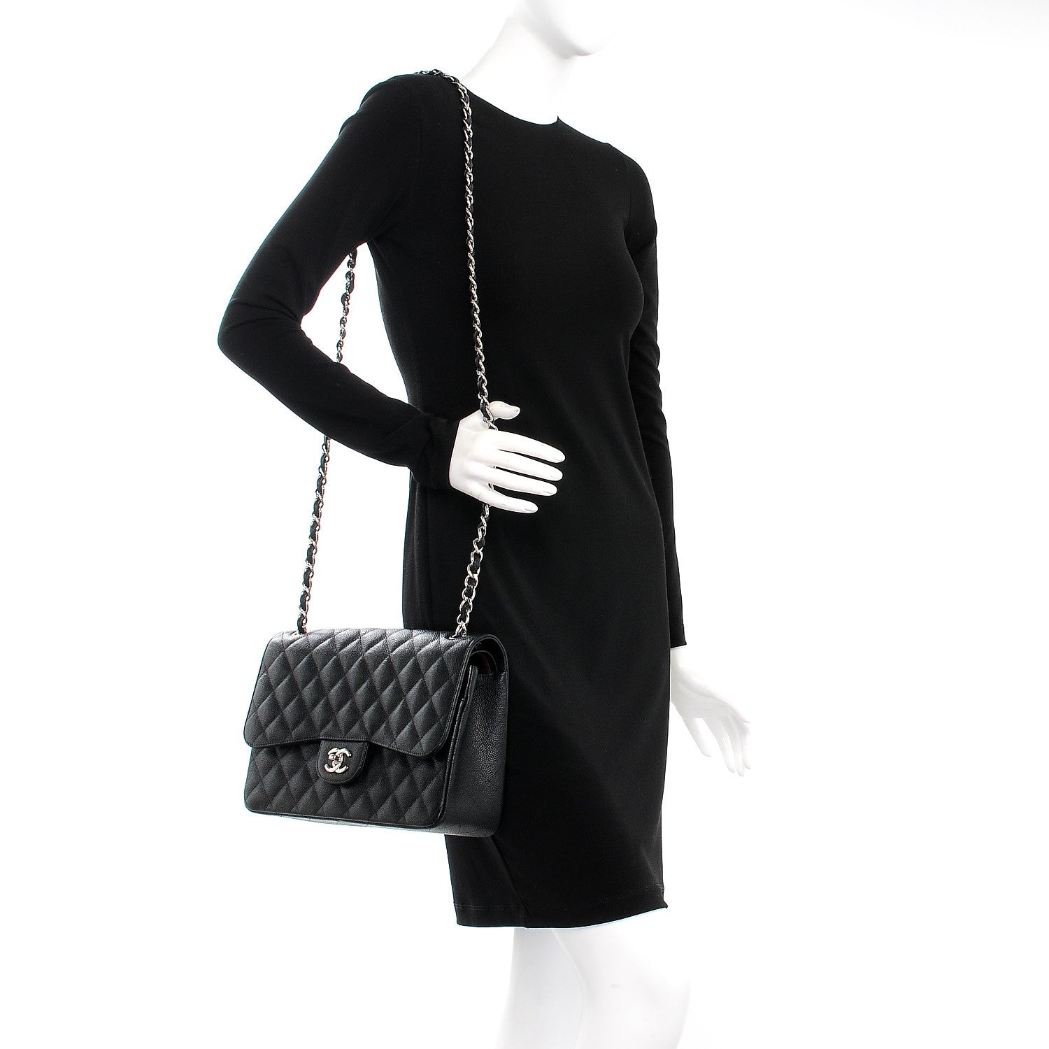Chanel Caviar Quilted Jumbo Double Flap Black 2 of 11