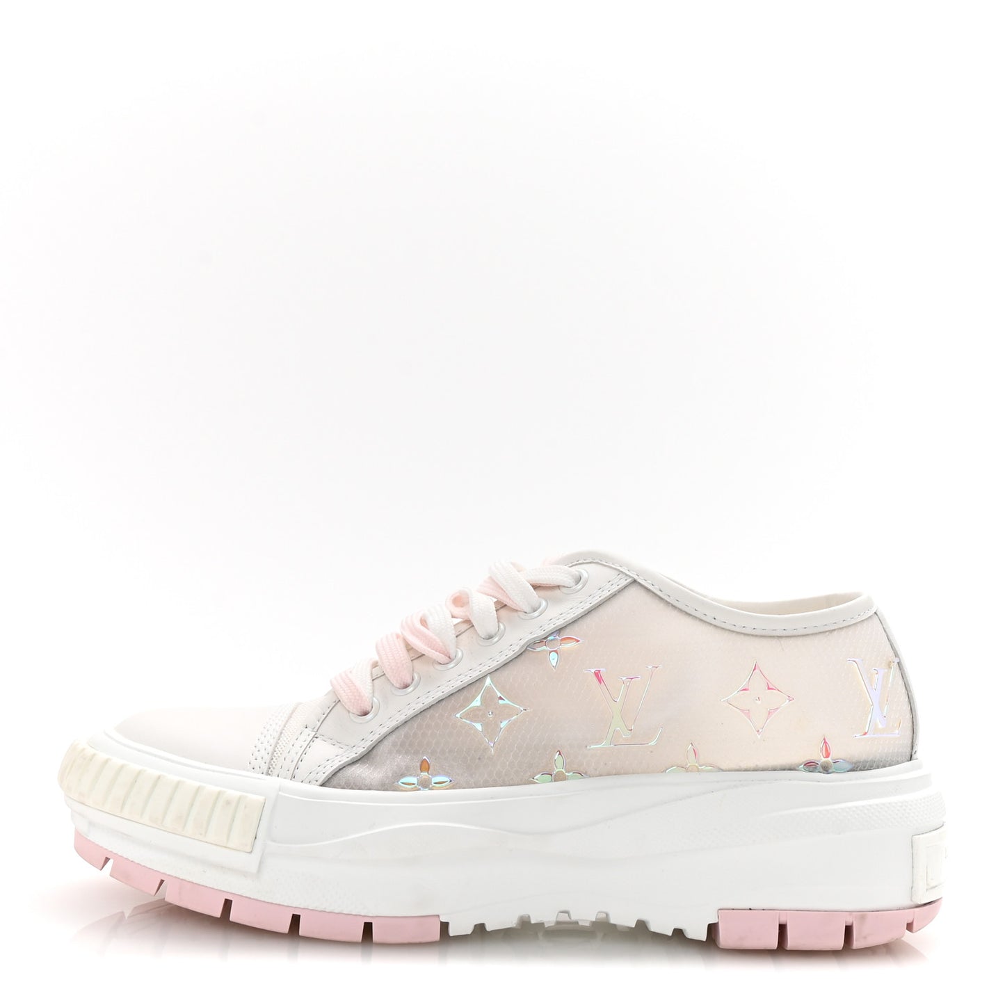 Iridescent Technical Mesh Monogram LV Squad Low Top Sneakers 36.5 Rose Clair