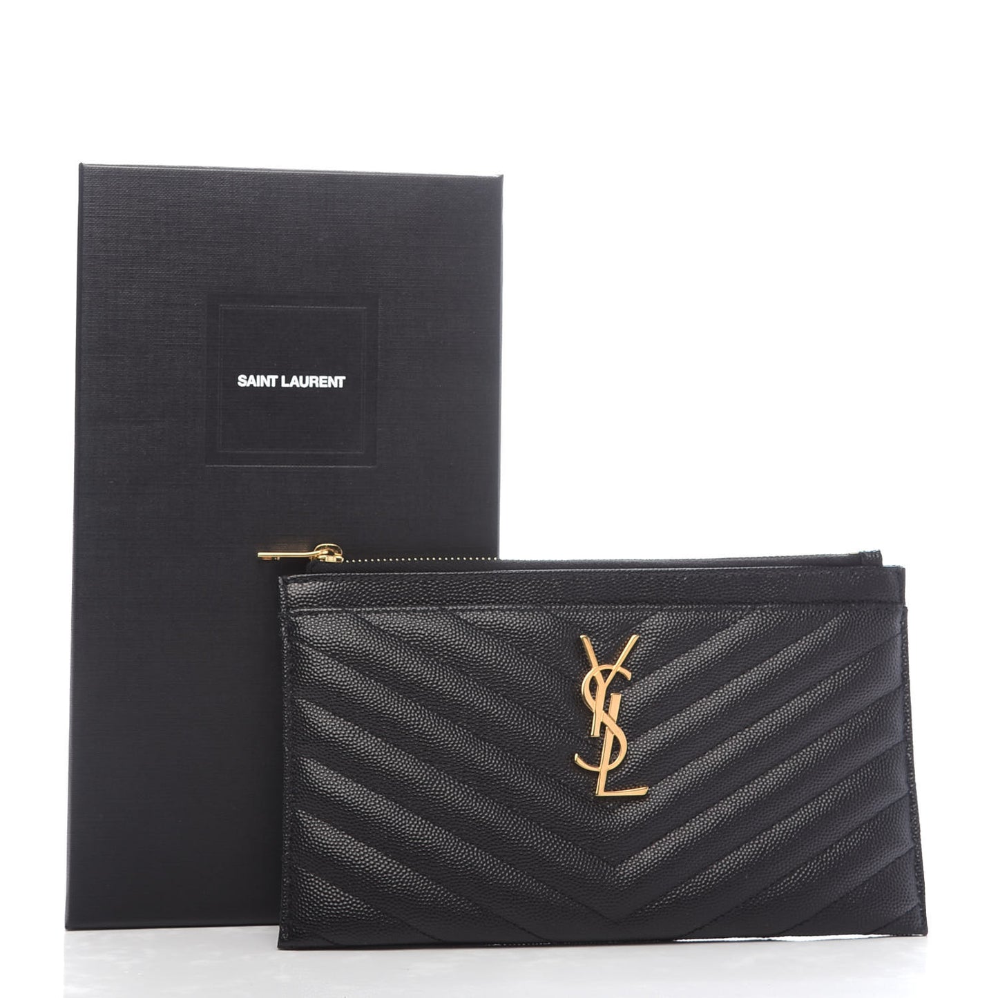 Grain De Poudre Chevron Monogram Bill Pouch Black