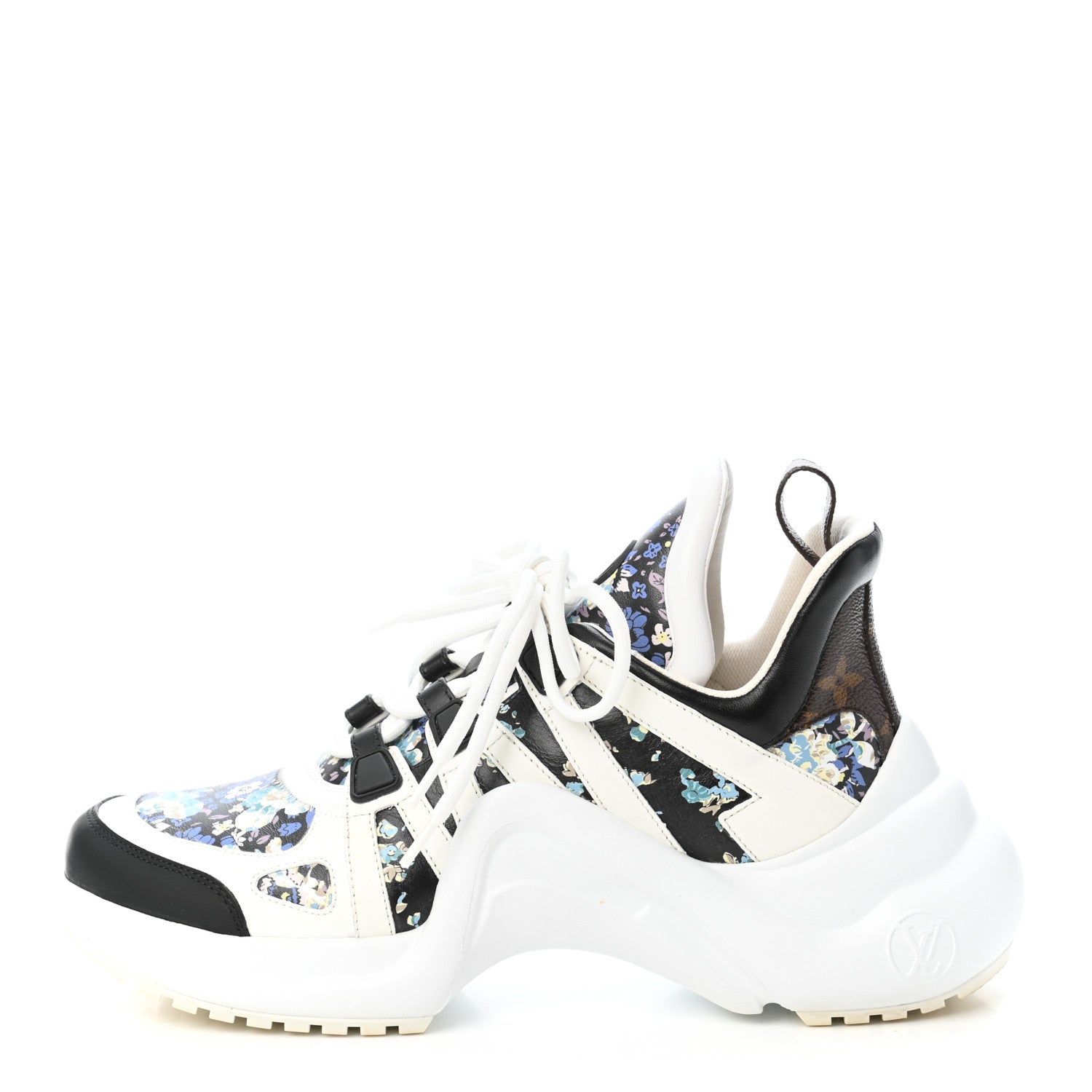 Louis Vuitton Flower Printed Calfskin Monogram LV Archlight Sneakers 39 Black Blue 1 of 11
