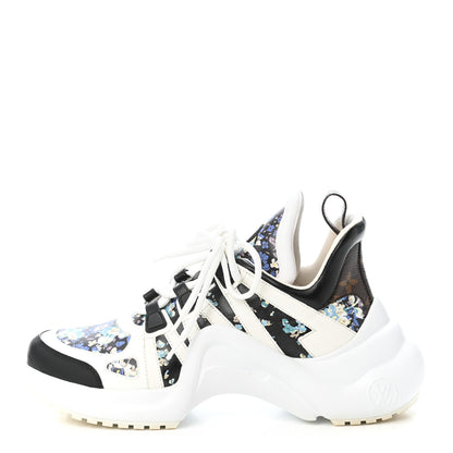 Louis Vuitton Flower Printed Calfskin Monogram LV Archlight Sneakers 39 Black Blue 1 of 11