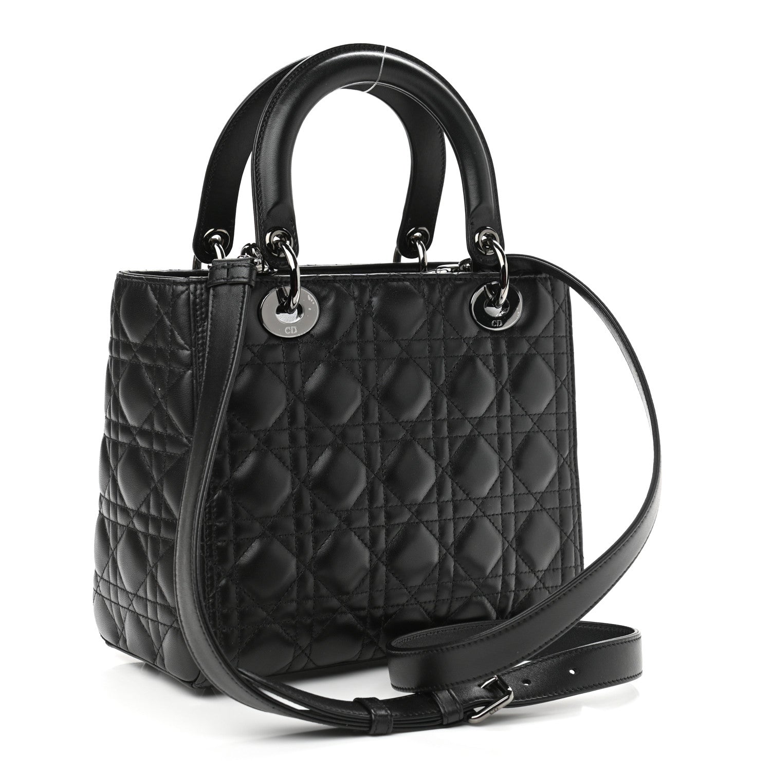 Christian Dior Lambskin Cannage Medium Lady Dior Black 2 of 10