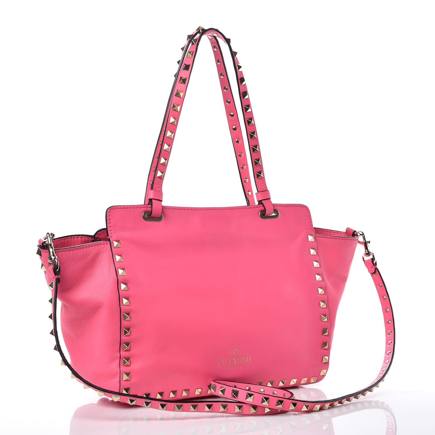 Vitello Small Rockstud Tote Fuxia Fluo