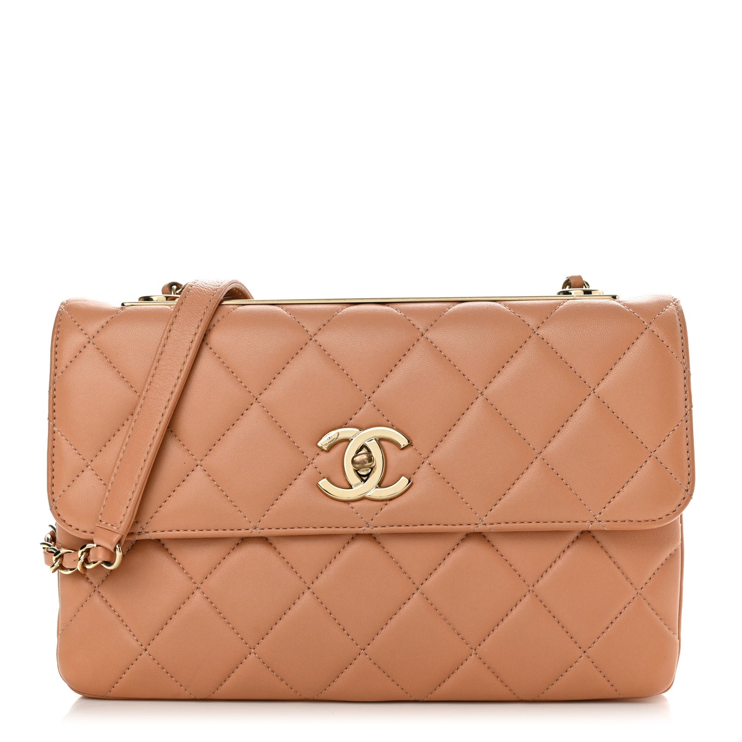 Lambskin Quilted Medium Trendy CC Flap Beige
