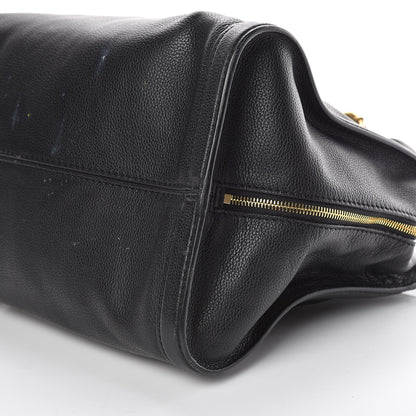 Alexander McQueen Pebbled Calfskin Large Skull Padlock Zip Around Tote Black 5 of 20