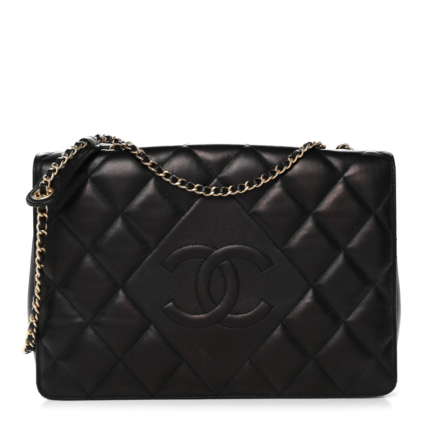 Lambskin Quilted Medium Diamond CC Flap Black