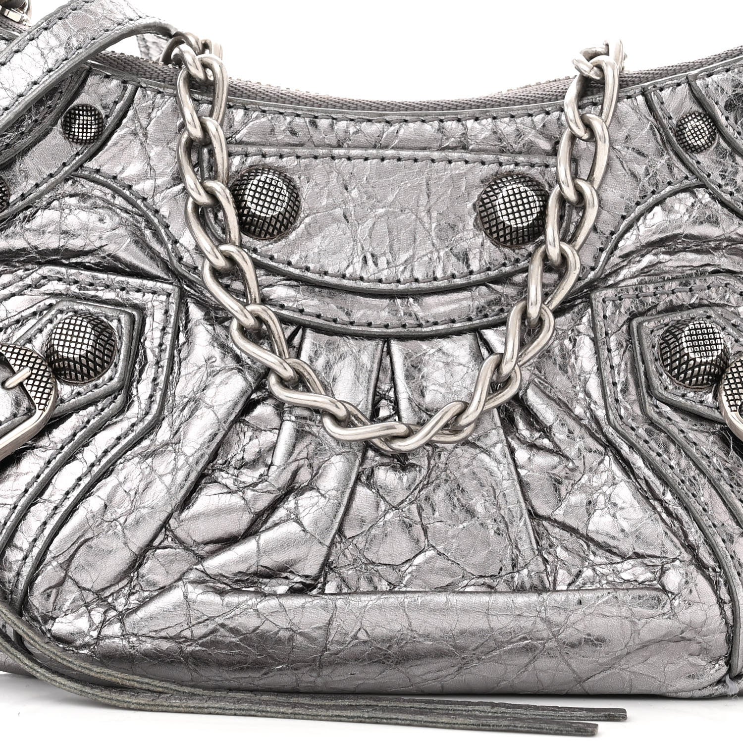 Balenciaga Metallic Agneau Arena Le Cagole Purse With Chain Mini Silver 9 of 13