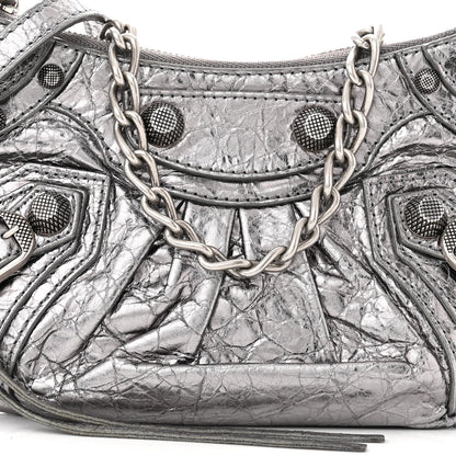 Balenciaga Metallic Agneau Arena Le Cagole Purse With Chain Mini Silver 9 of 13