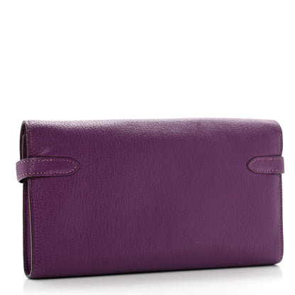 Hermes Chevre Mysore Kelly Longue Wallet Violet 3 of 11