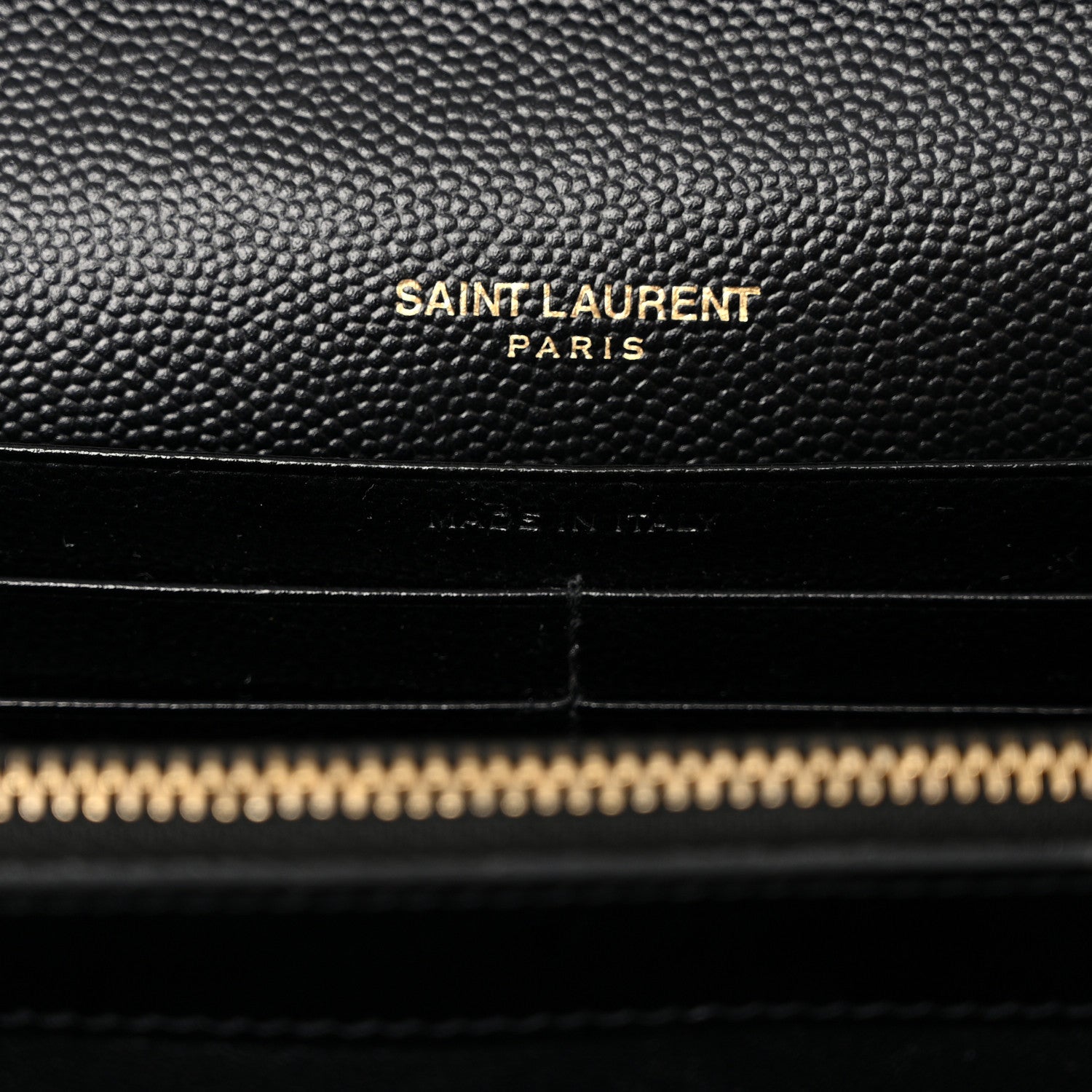 Saint Laurent Grain De Poudre Matelasse Chevron Monogram Chain Wallet Black 7 of 12