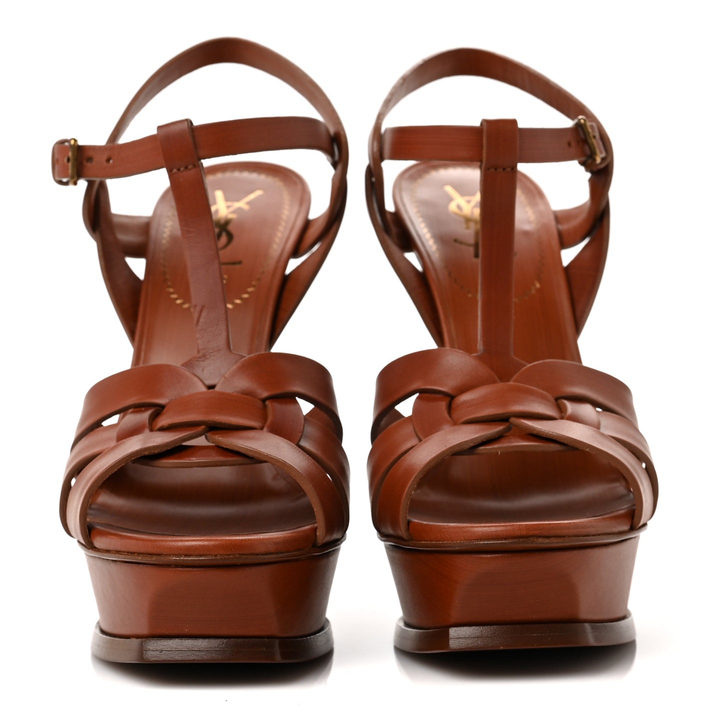 Calfskin Tribute 105 Platform Sandals 38 Dark Cuoio