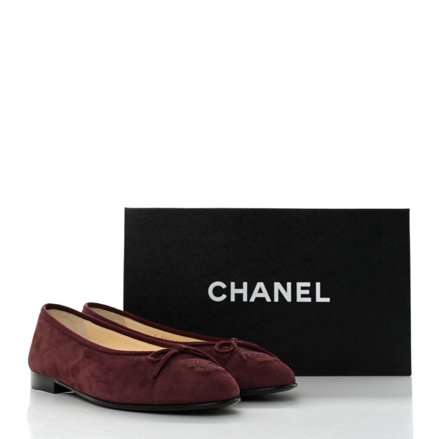 Suede Cap Toe CC Ballerina Flats 36.5 Burgundy