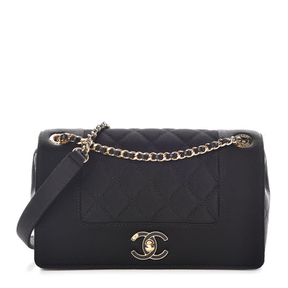 Chanel Grosgrain Satin Quilted Small Vintage Mademoiselle Flap Black 1 of 10