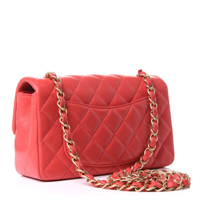 Chanel Lambskin Quilted Mini Rectangular Flap Red 3 of 13