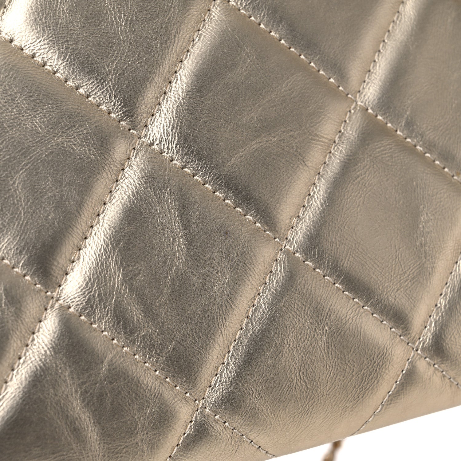 Chanel Metallalized Calfskin Quilted Retro Label Clutch Light Gold 13 of 14
