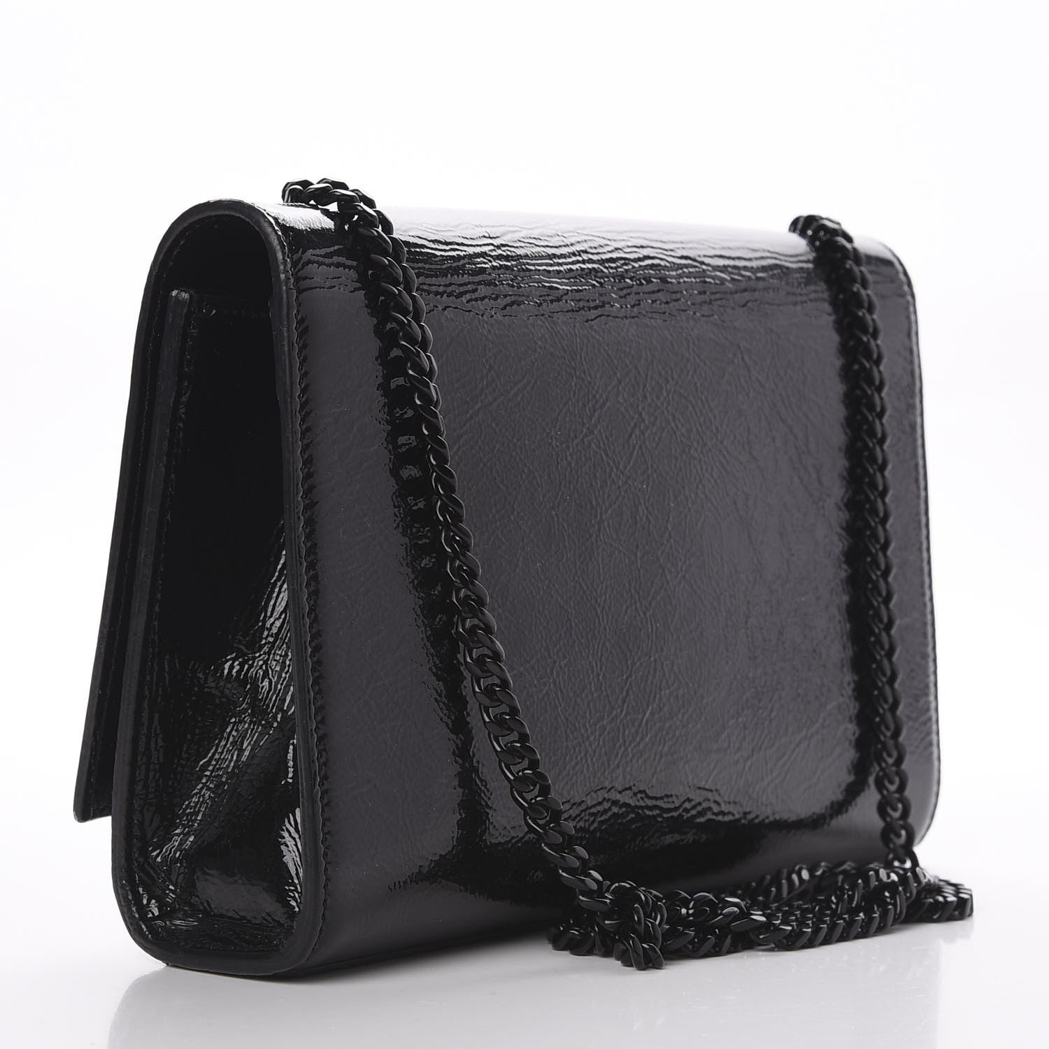 Saint Laurent Crackled Patent Medium Monogram Kate Satchel Black 3 of 8