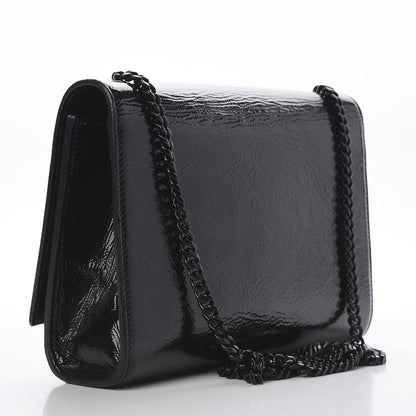 Saint Laurent Crackled Patent Medium Monogram Kate Satchel Black 3 of 8