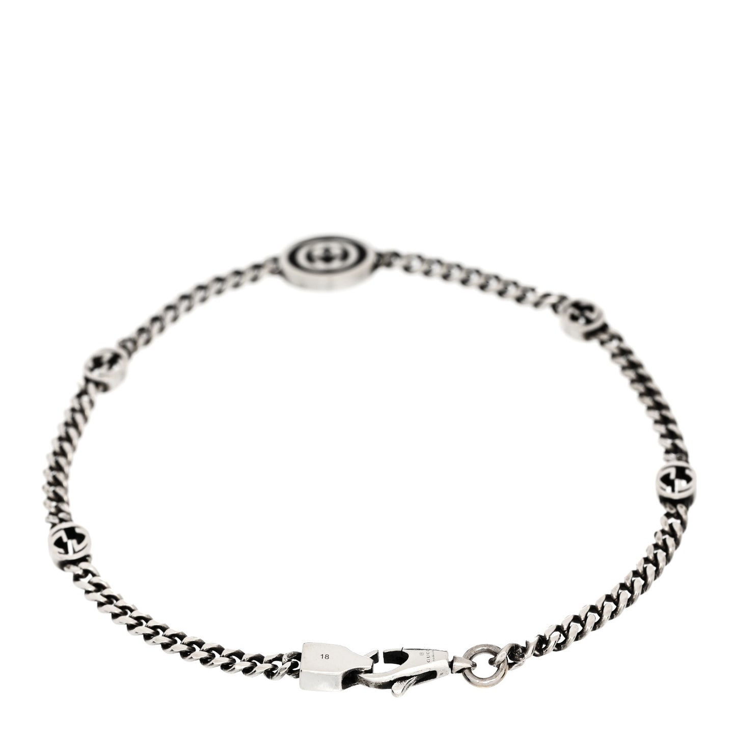 Sterling Silver Enamel Thin Interlocking G Bracelet Black