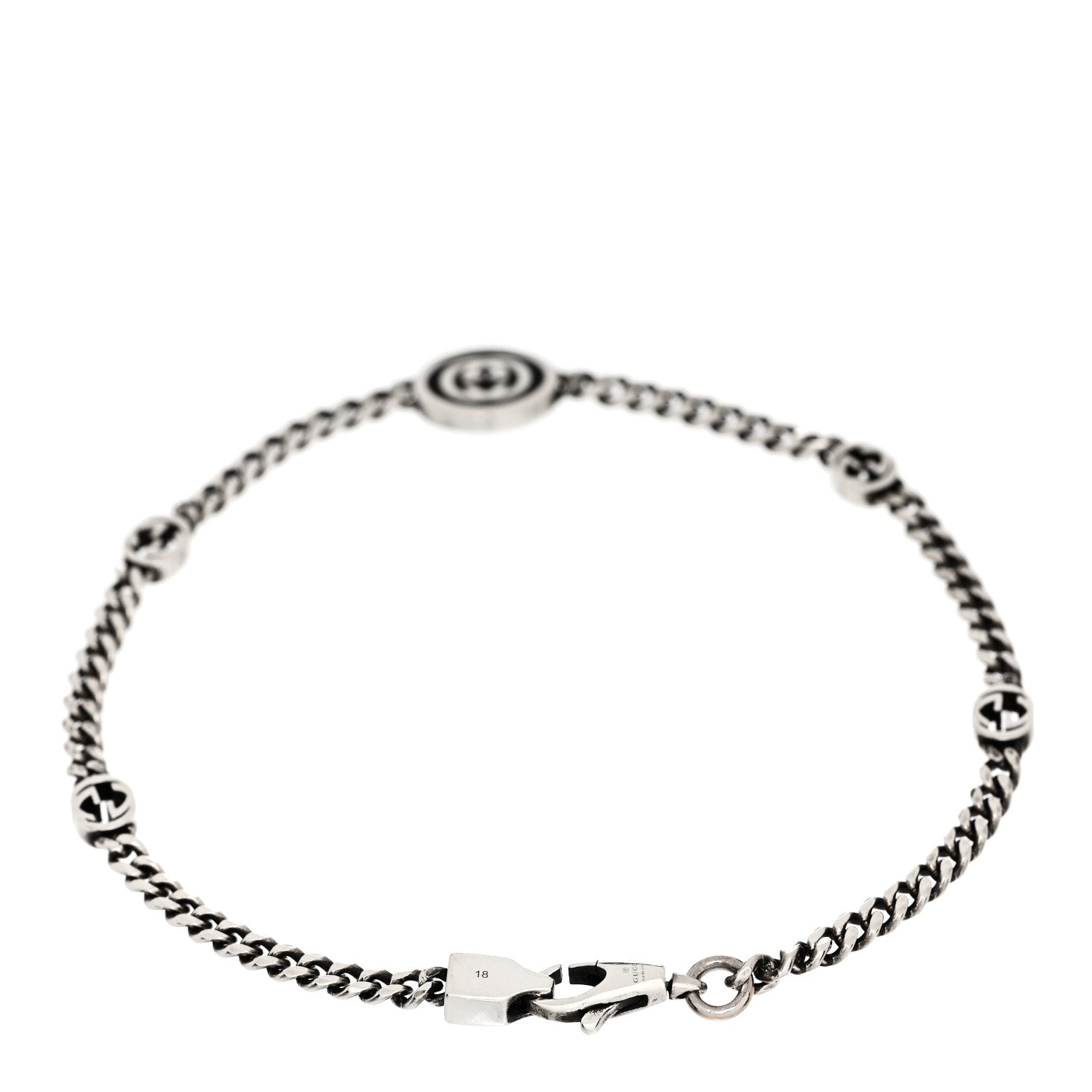 Gucci Sterling Silver Enamel Thin Interlocking G Bracelet Black 2 of 3