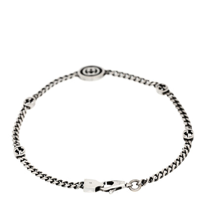 Gucci Sterling Silver Enamel Thin Interlocking G Bracelet Black 2 of 3