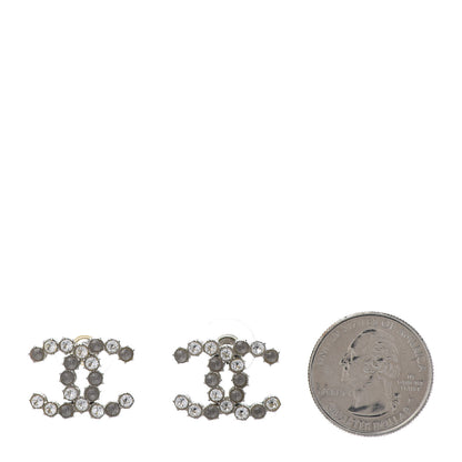 Chanel Crystal CC Earrings Grey Silver 2 of 6