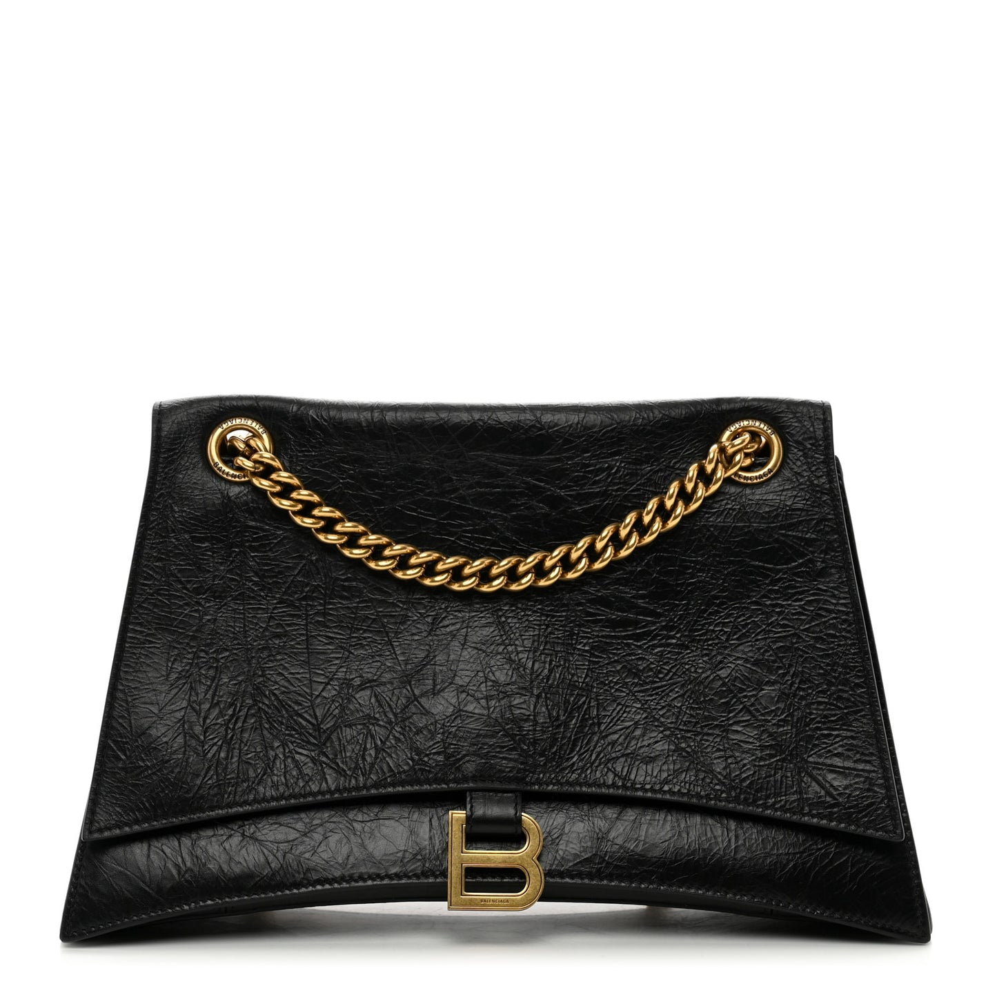 Crushed Calfskin Medium Crush Chain Bag Black