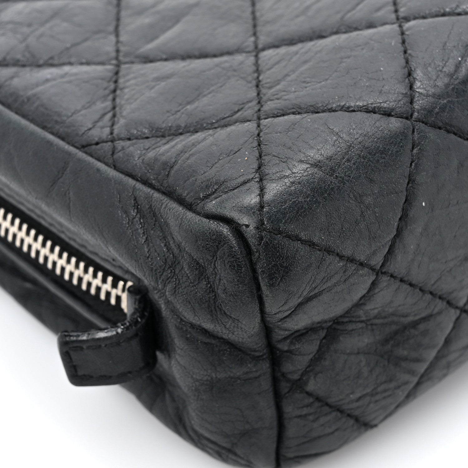 Chanel Aged Calfskin Quilted Cambon Cosmetic Case Argent Clair 9 of 10