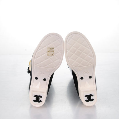 Chanel Rubber Glitter Camellia Rain Boots 36 Black 6 of 9