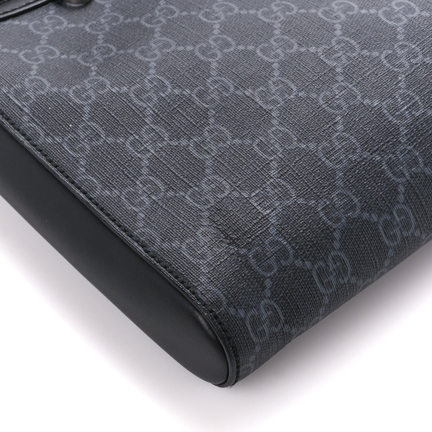 GG Supreme Monogram Appia Calfskin Web Flat Messenger Bag Black Grey